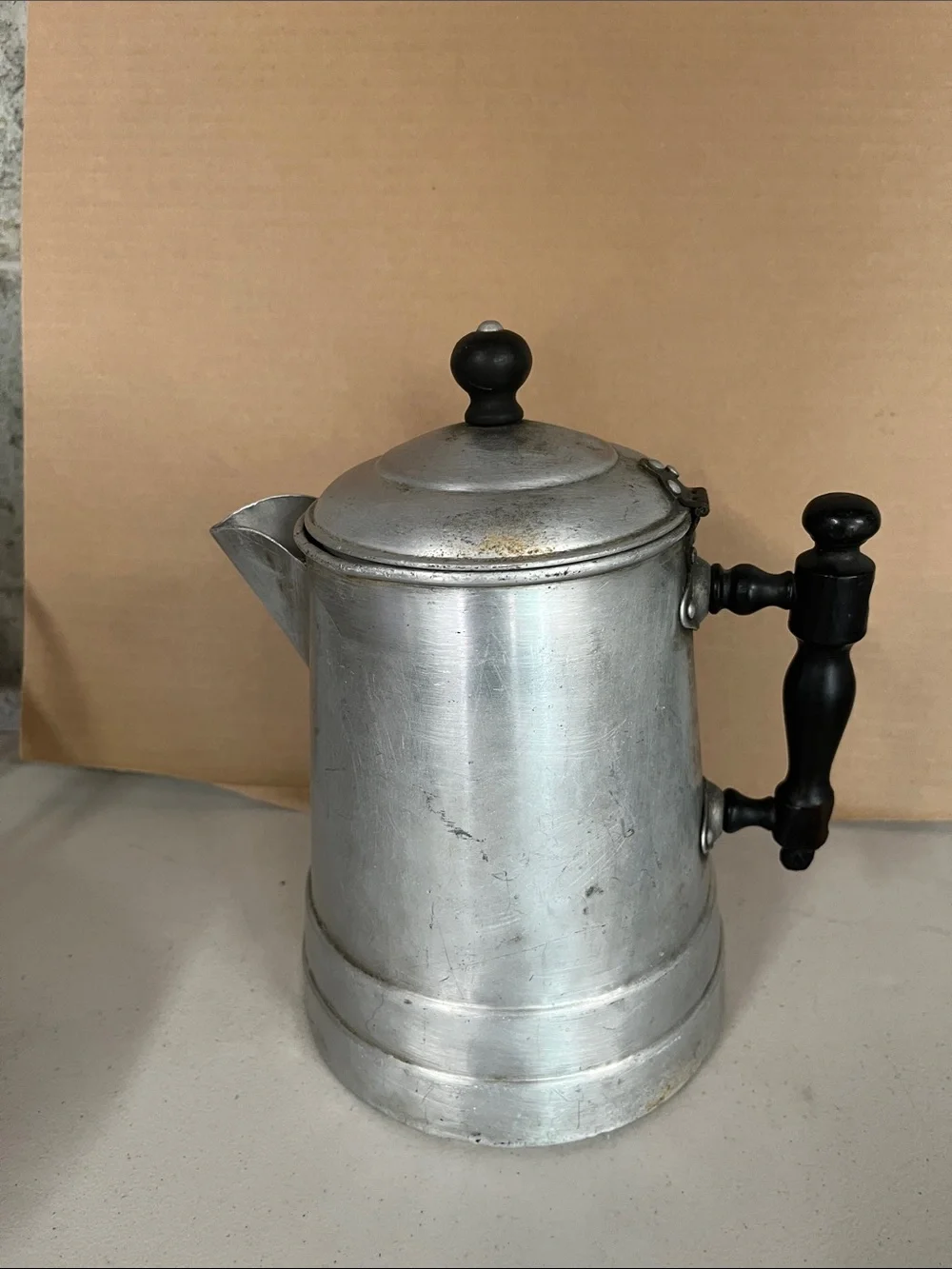 Vintage Wearever Aluminum Coffee Pot with Black Wood Handle
